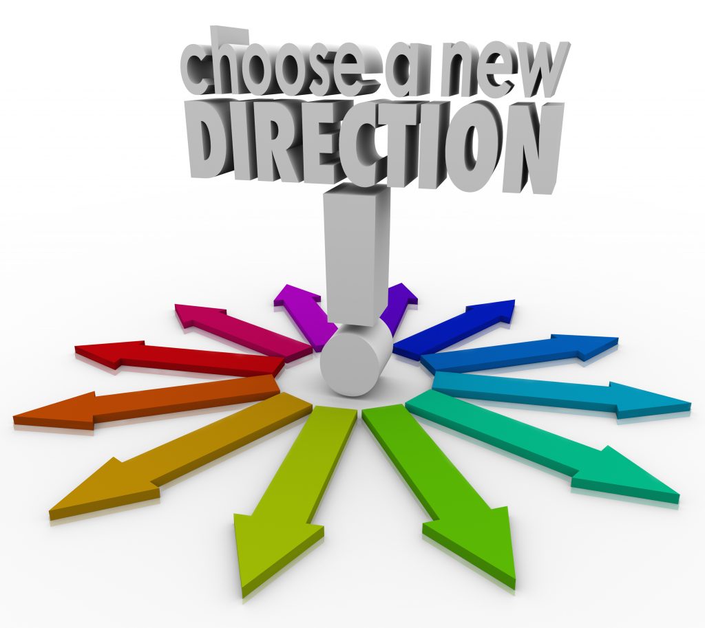 Choose a New Direction 3d words many possible choices before you in changing jobs